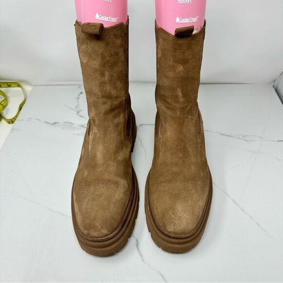 Zara Tan Suede Ankle Boots- Size 10 - Picture 3 of 11